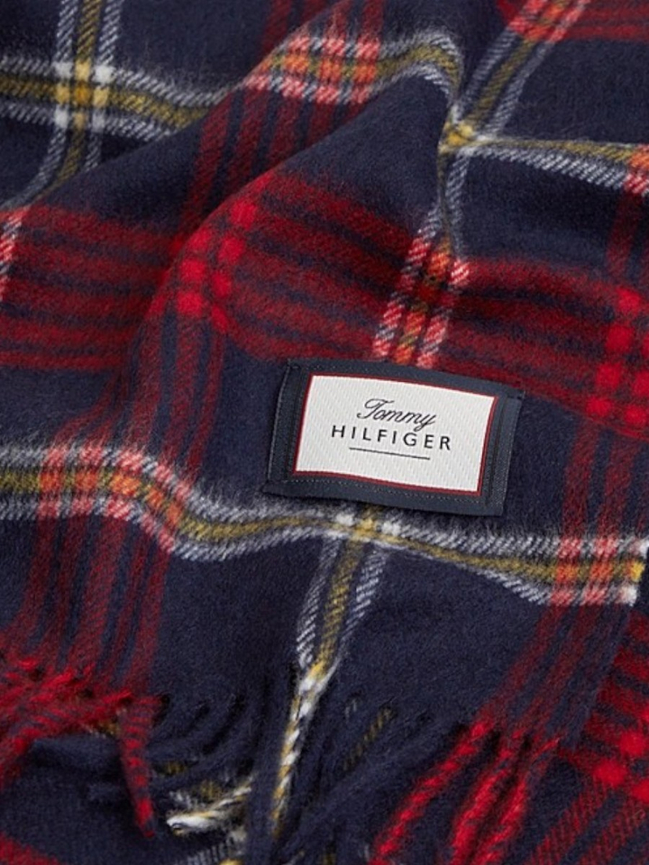 Zwart blauw geruite sjaal Tommy Hilfiger
