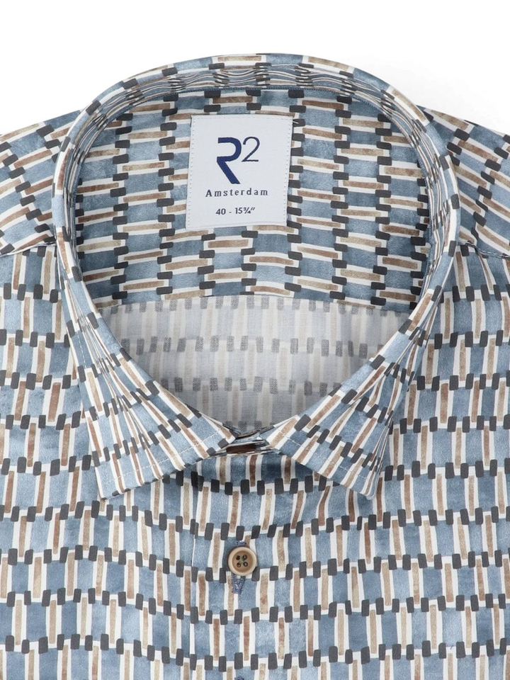 Vintage blauw katoenen hemd (regular fit) met lange mouwen R2