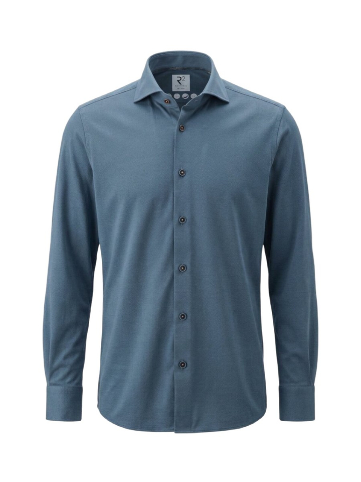 Vintage blue katoenen hemd (slim fit) met lange mouwen R2