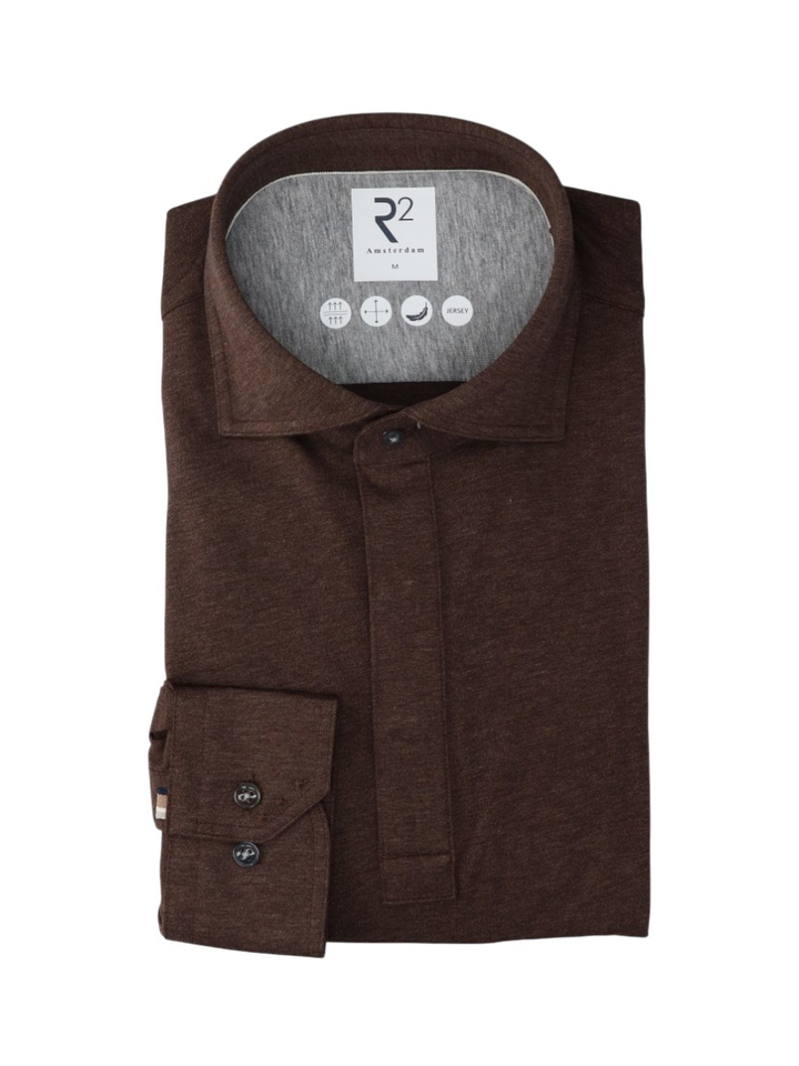 Bruine polo met lange mouwen R2