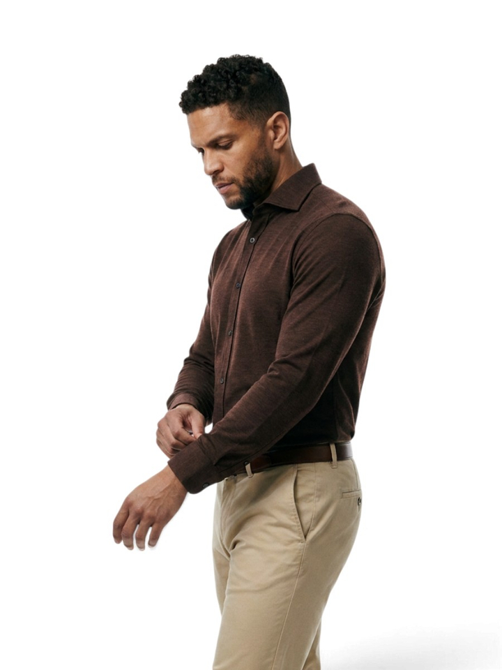 Bruine polo met lange mouwen R2