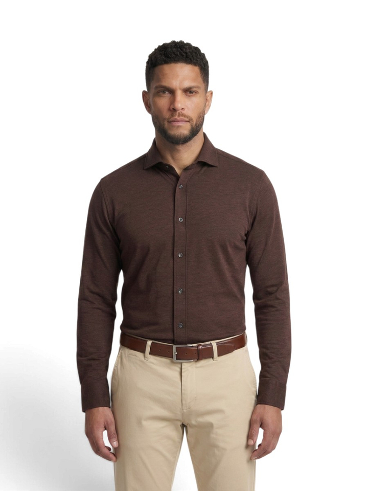Bruine polo met lange mouwen R2