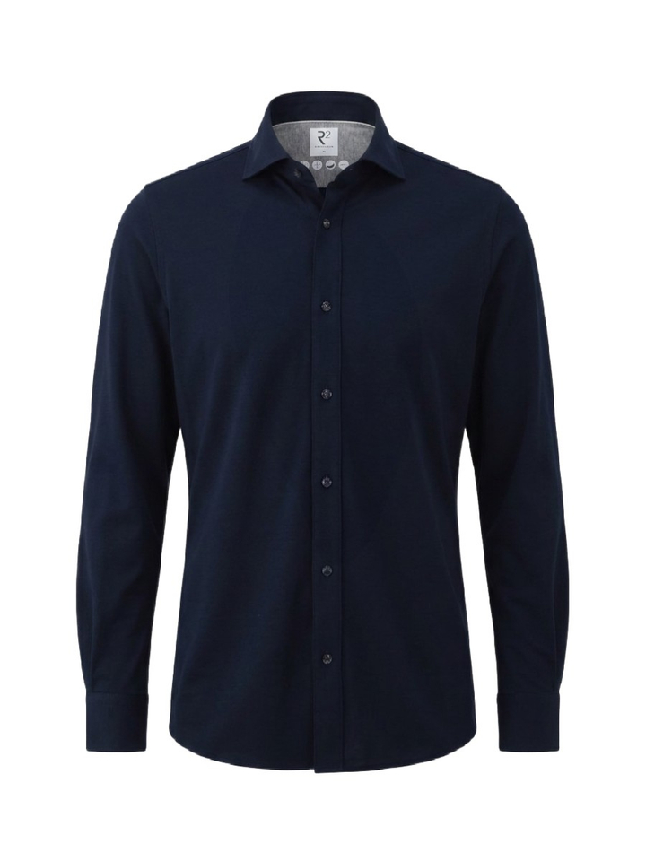 Navy polo met lange mouwen R2