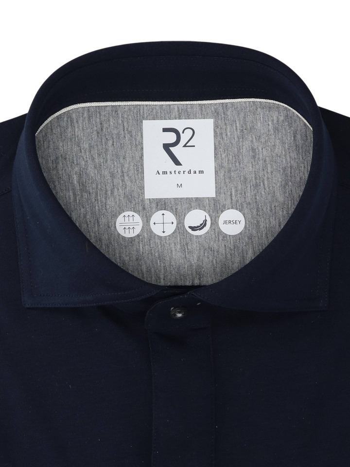 Navy polo met lange mouwen R2