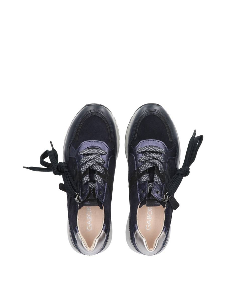 Velour dark blue steel lage sneakers Gabor 