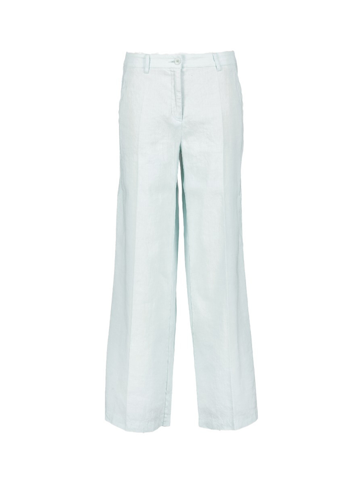 Lichtblauwe wijde linnen broek Cambio 
