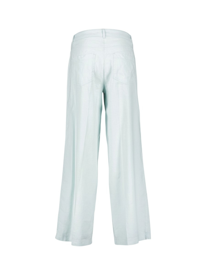 Lichtblauwe wijde linnen broek Cambio 