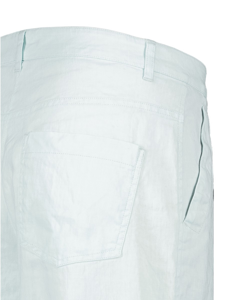 Lichtblauwe wijde linnen broek Cambio 