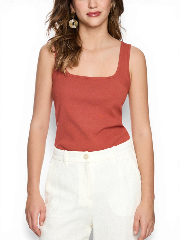 Roestkleurige top in ribbel Marccain 