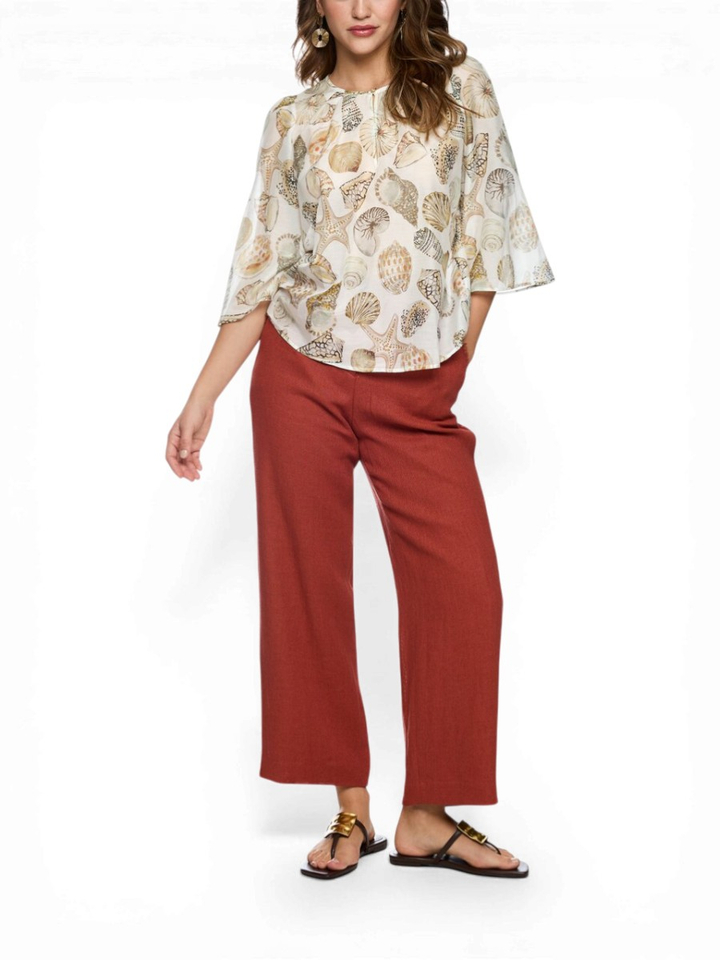 Ecru blouse met schelpenprint Marccain