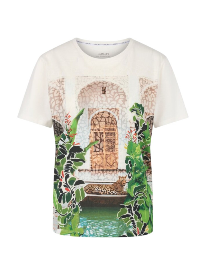 Beige bedrukt shirt "Rethink Together" Marccain 