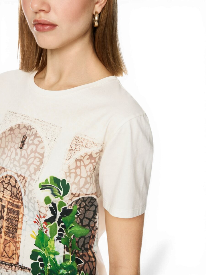 Beige bedrukt shirt "Rethink Together" Marccain 