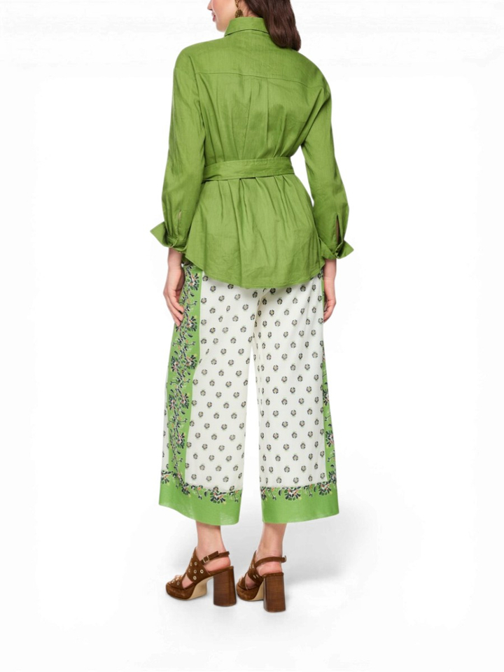 Groene safari-blouse van een linnen-viscosemix Marccain 