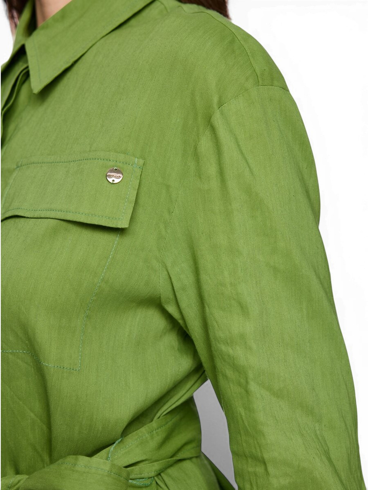Groene safari-blouse van een linnen-viscosemix Marccain 