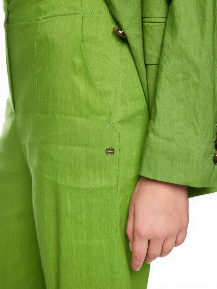 Groene broek van linnen-viscose met twee steekzakken Marccain