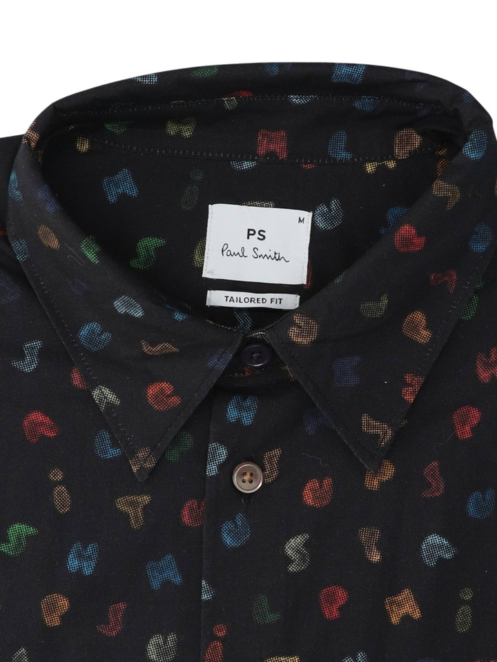 Zwart katoenen hemd (regular fit) met kleurrijke letters en lange mouwen Paul Smith
