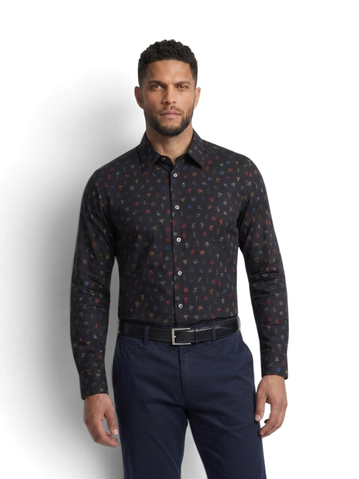 Zwart katoenen hemd (regular fit) met kleurrijke letters en lange mouwen Paul Smith