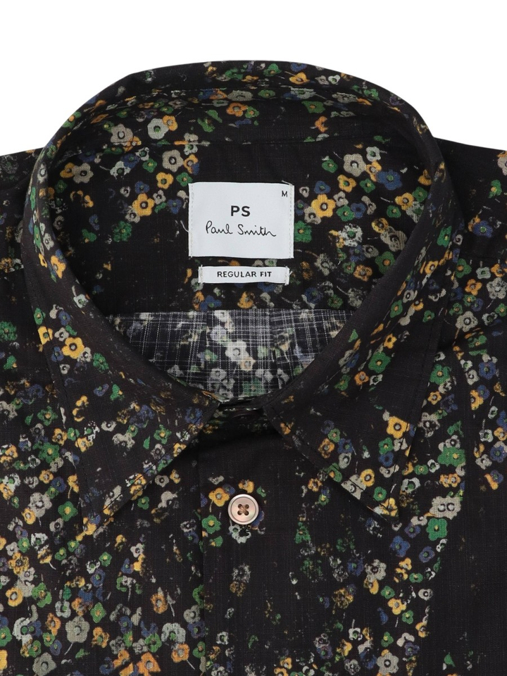 Zwart katoenen hemd (regular fit) met bloemen en lange mouwen Paul Smith