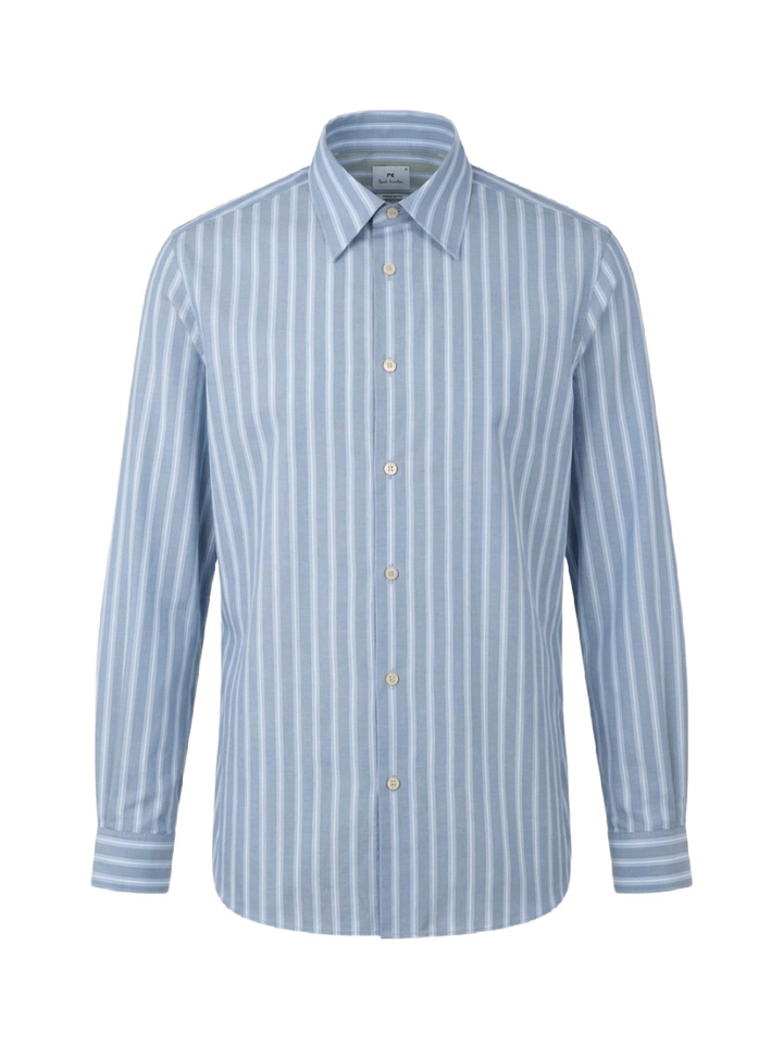 Blauw katoenen hemd (regular fit) met strepen en lange mouwen Paul Smith 