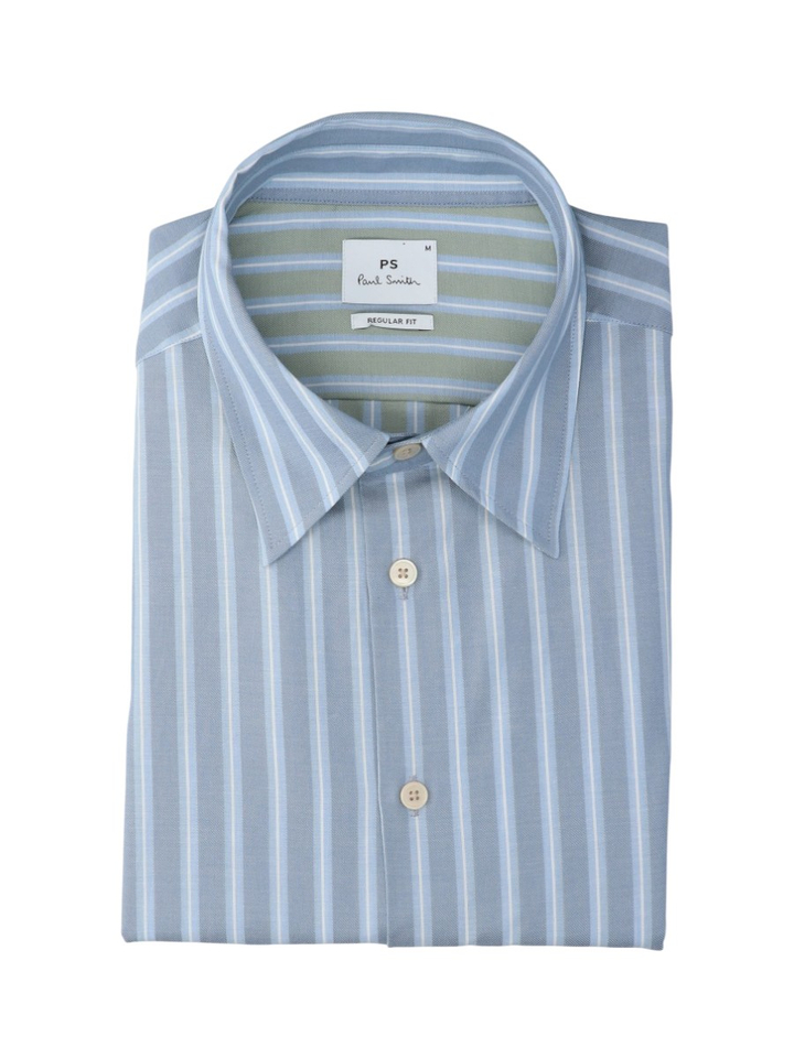 Blauw katoenen hemd (regular fit) met strepen en lange mouwen Paul Smith 