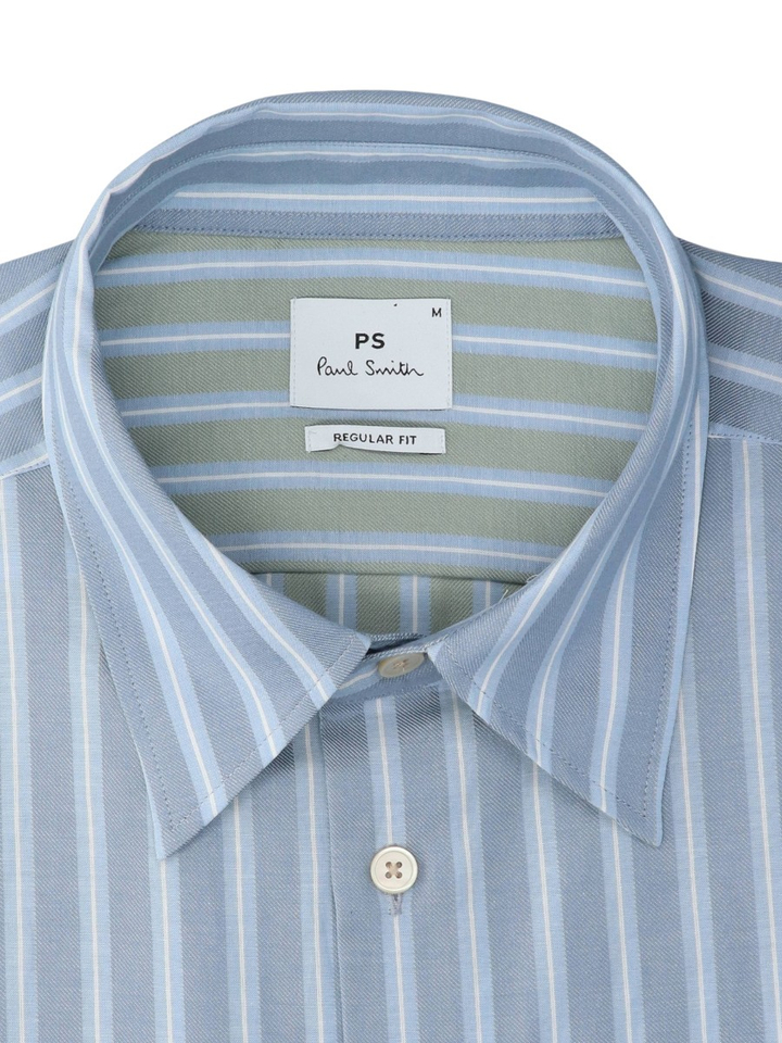 Blauw katoenen hemd (regular fit) met strepen en lange mouwen Paul Smith 