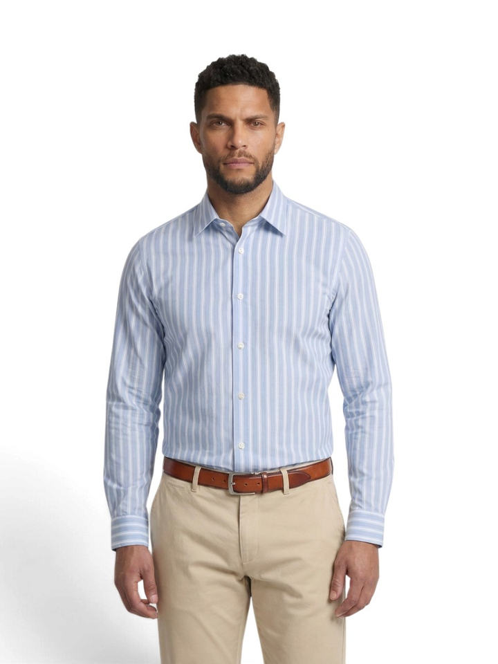Blauw katoenen hemd (regular fit) met strepen en lange mouwen Paul Smith