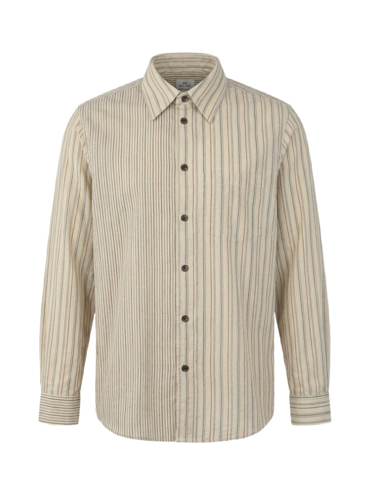 Beige katoenen hemd (regular fit) met strepen en lange mouwen Paul Smith 