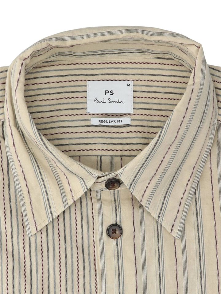 Beige katoenen hemd (regular fit) met strepen en lange mouwen Paul Smith 