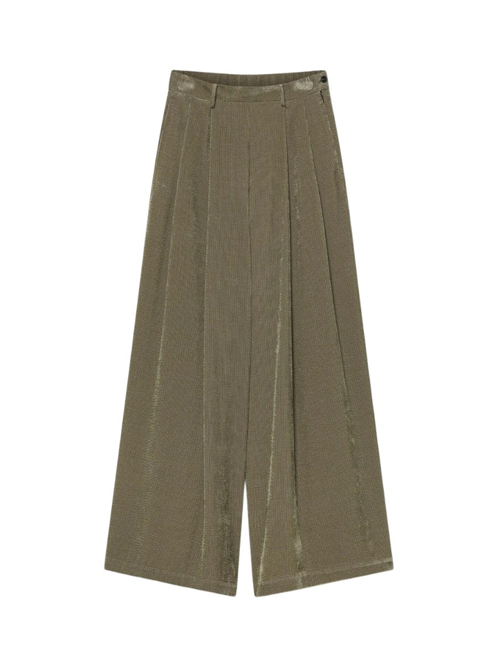 Kaki wijde ribfluwelen broek Pomandère