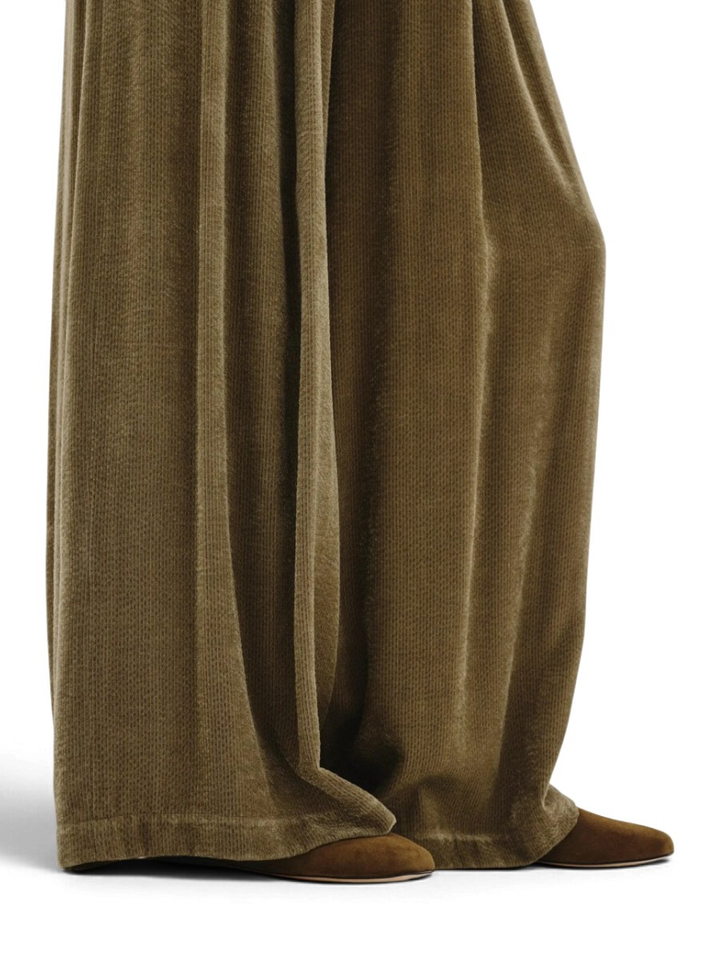 Kaki wijde ribfluwelen broek Pomandère