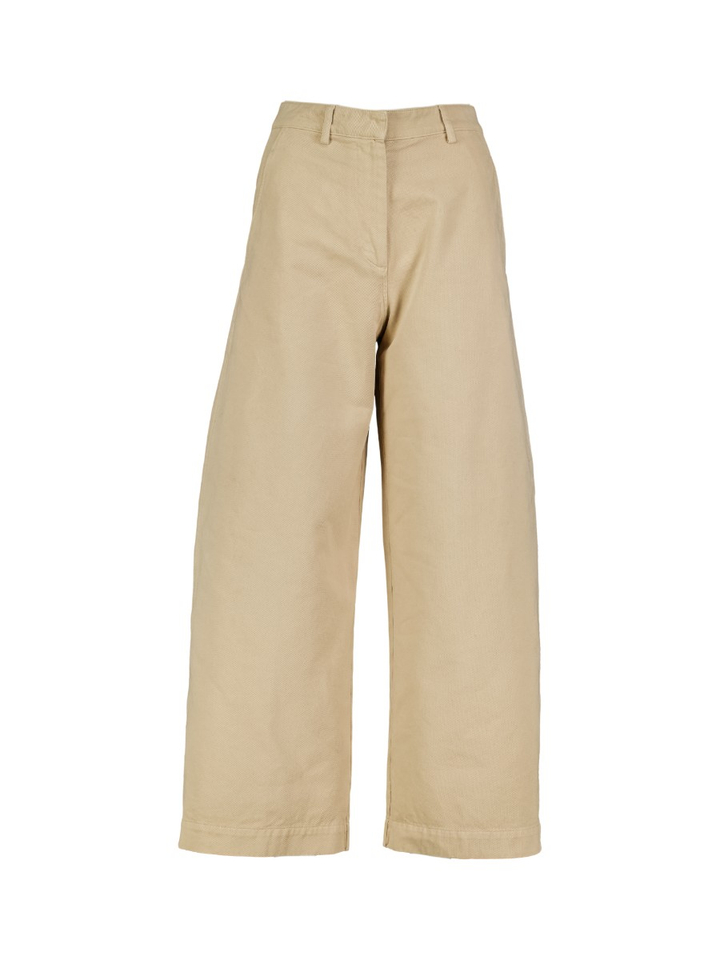 Beige wijde broek met hoge taille Pomandere
