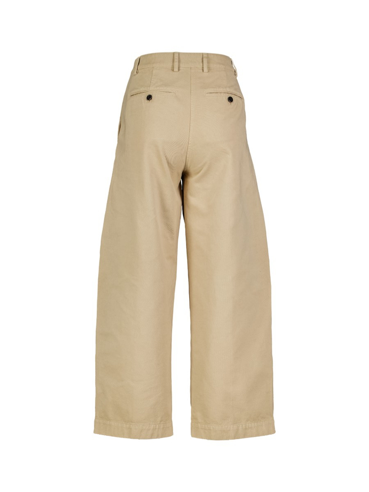 Beige wijde broek met hoge taille Pomandere