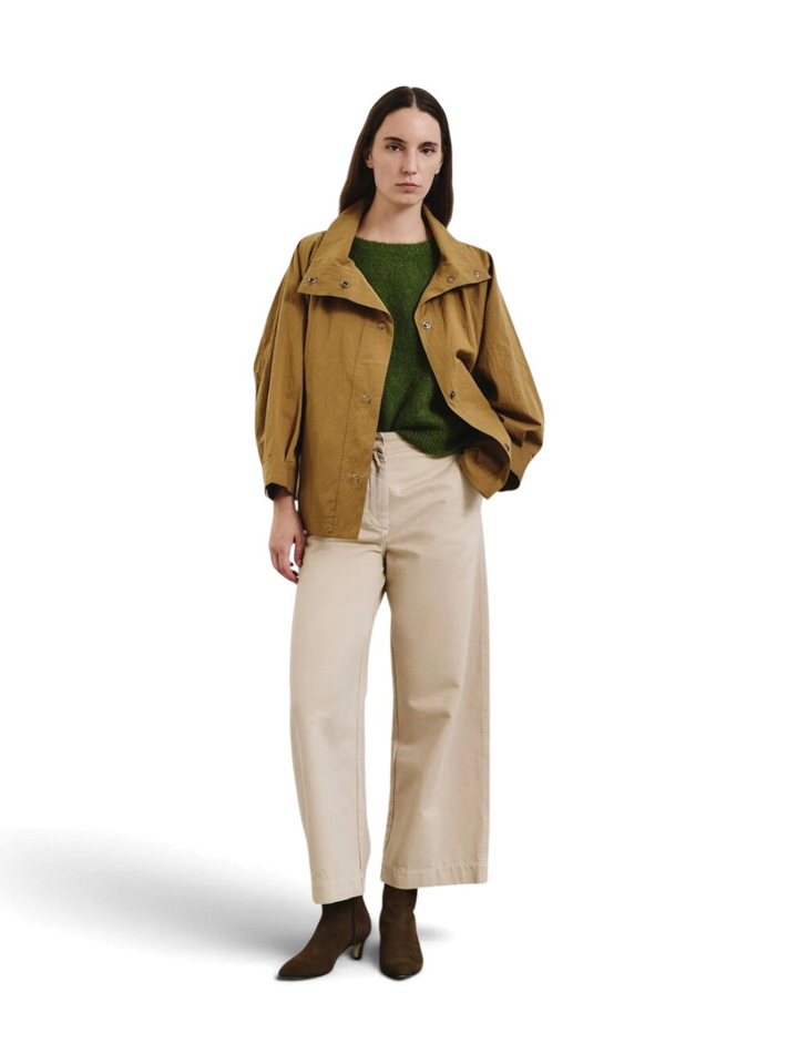 Beige wijde broek met hoge taille Pomandere