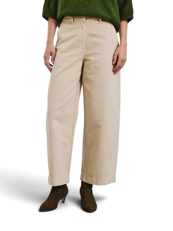 Beige wijde broek met hoge taille Pomandere
