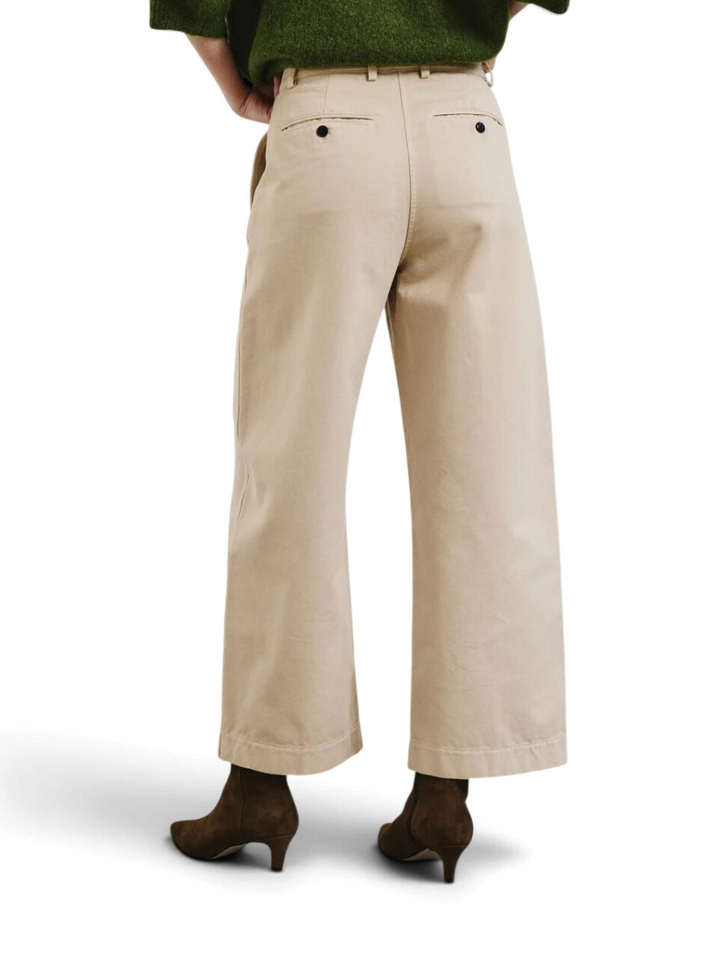 Beige wijde broek met hoge taille Pomandere