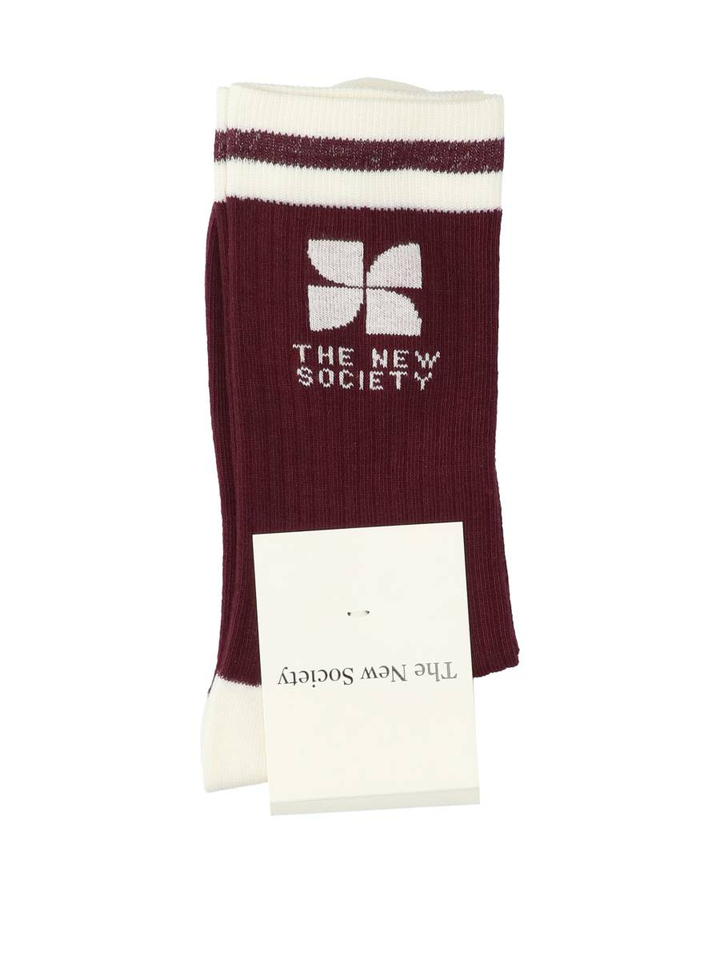 Bordeaux/beige kousen The New Society
