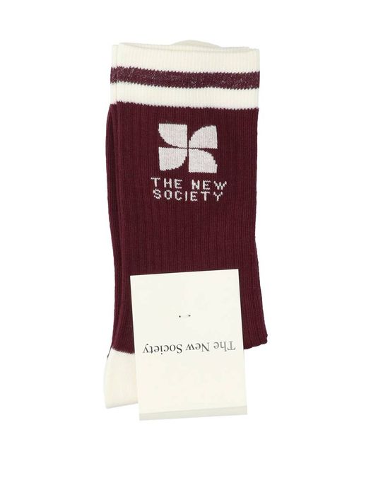 Bordeaux/beige kousen The New Society