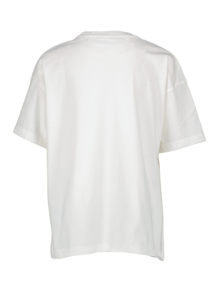 Witte T-shirt met blauwe letters The New Society