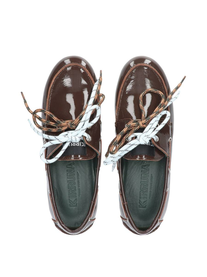 Donkerbruine loafers in lakleder Moc Kirruna