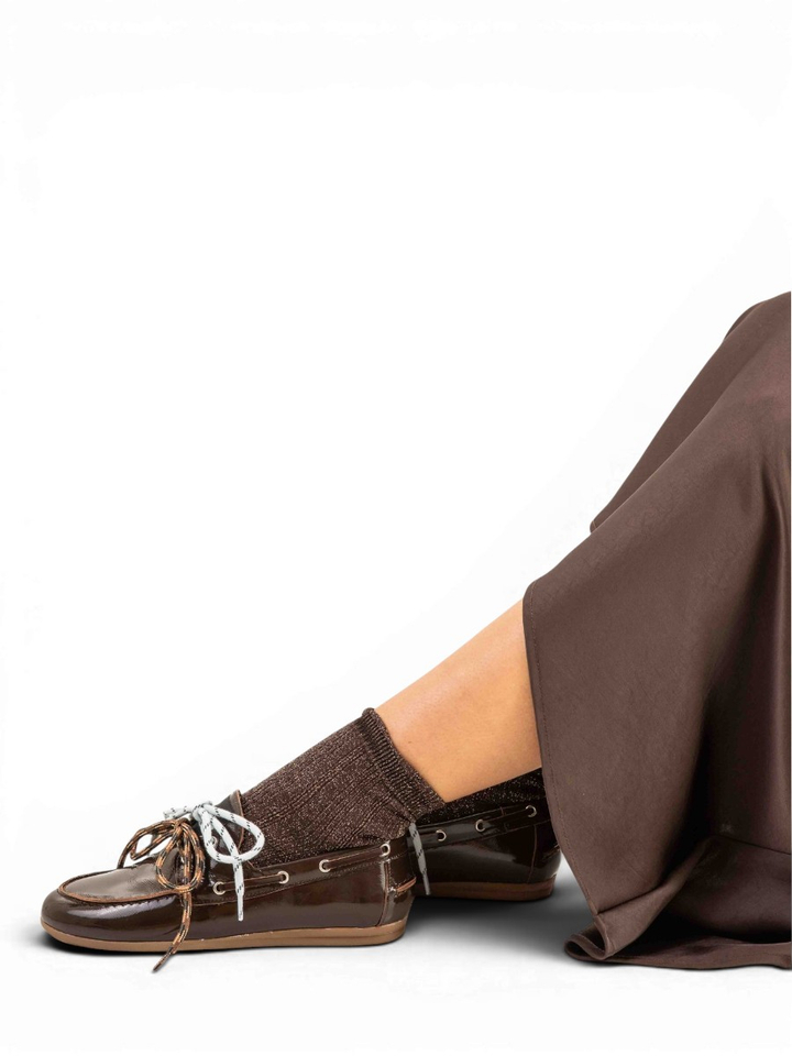 Donkerbruine loafers in lakleder Moc Kirruna