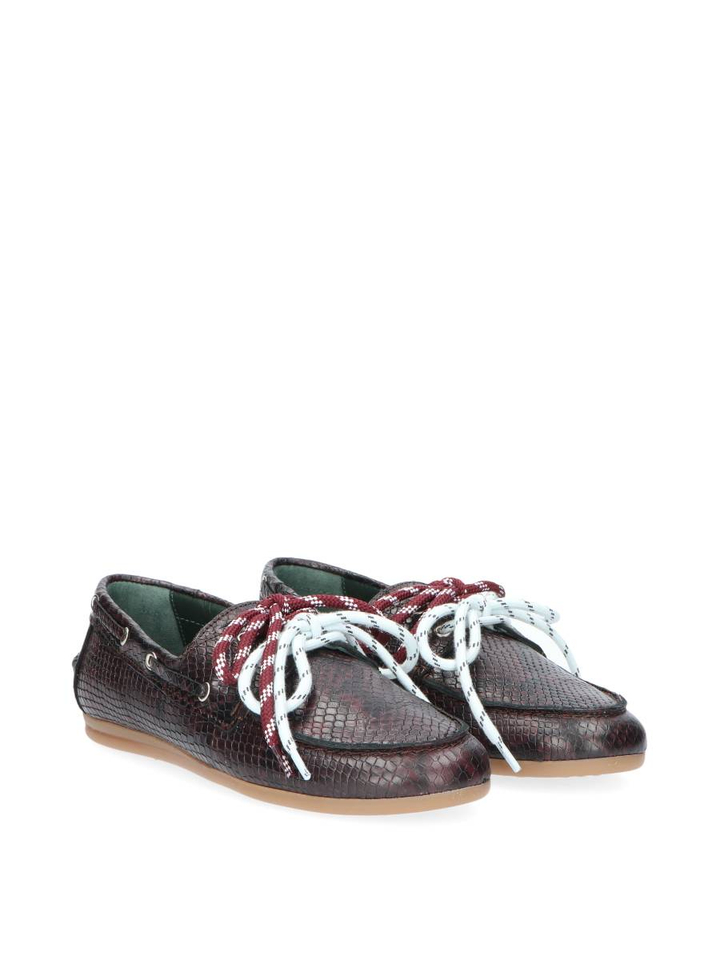 Bordeaux lederen loafers in slangenprint Moc Kirruna