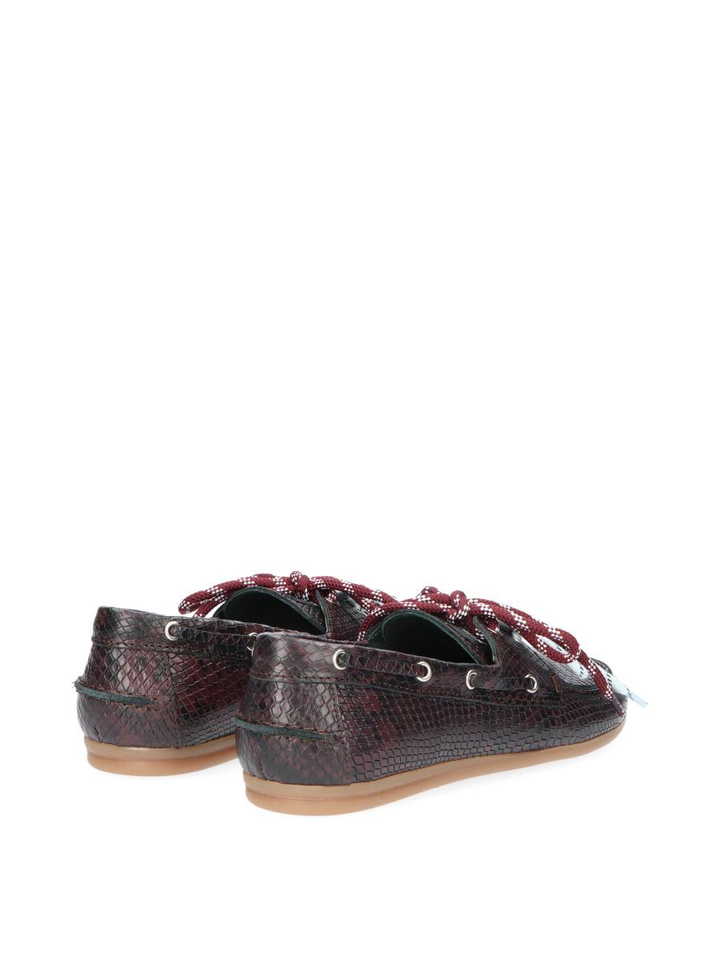 Bordeaux lederen loafers in slangenprint Moc Kirruna