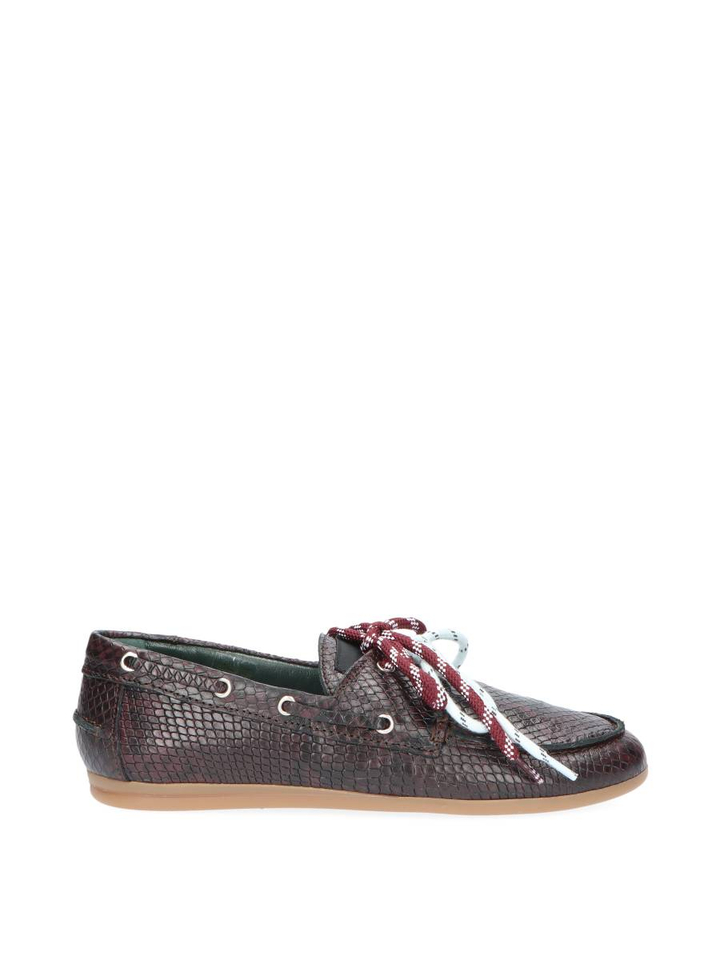 Bordeaux lederen loafers in slangenprint Moc Kirruna