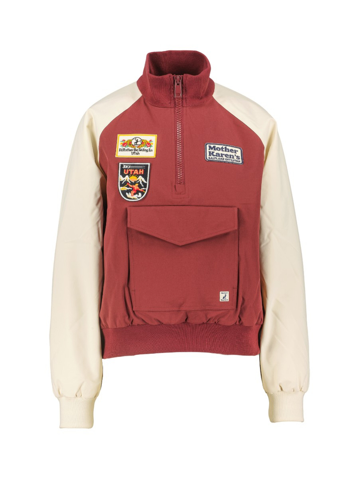 Bordeaux-ecru half-zip jack met buidelzak Goblin Mother Karen's 