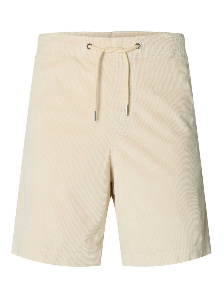 Beige ribfluwelen short Selected 