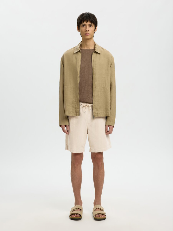 Beige ribfluwelen short Selected 