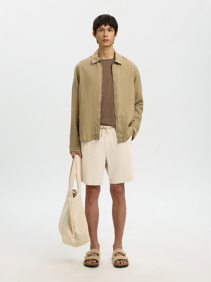 Beige ribfluwelen short Selected 