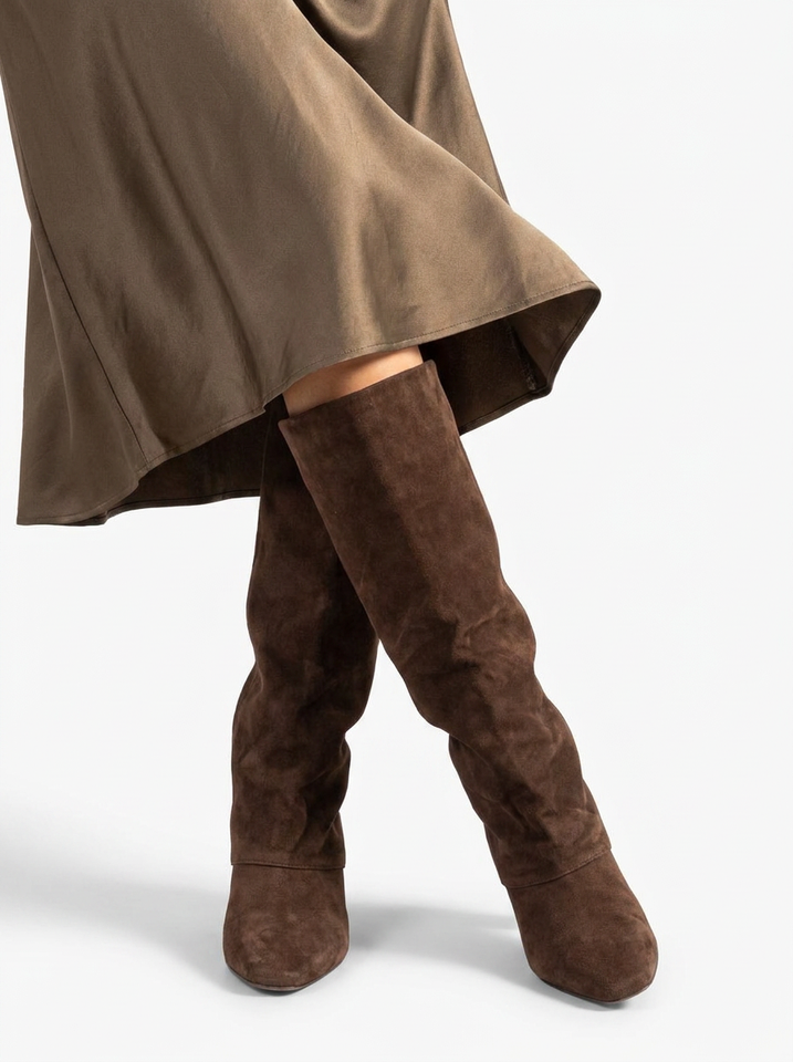 Donkerbruine laars in suede Julie Dee