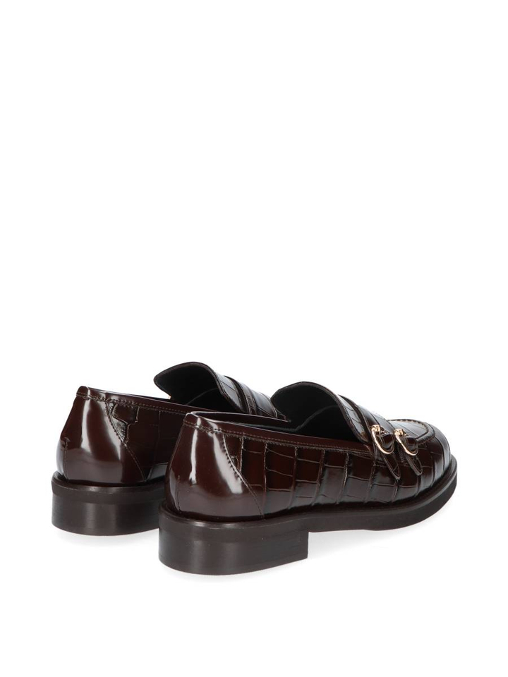 Bruine lederen mocassin met riem detail Luca Grossi 