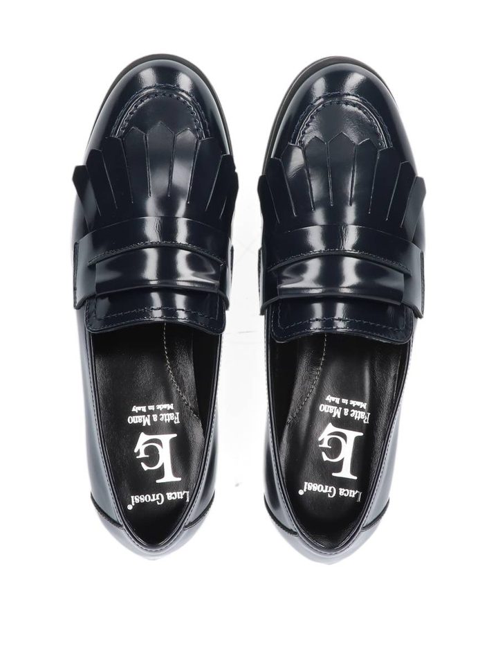 Donkerblauwe lederen mocassin Luca Grossi 